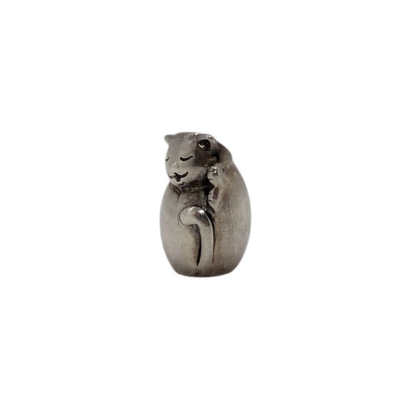 Silver Cat Charm w. Threads Suitable for Pandora or Chamilia Bracelets - Picture 5 of 5
